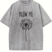 Blow Me Dandelion Vintage Washed T-Shirt in Gray