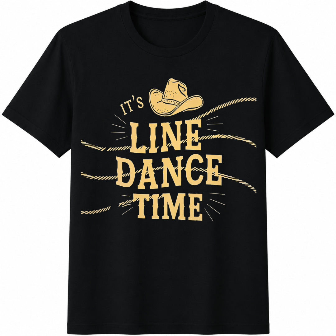 It's Line Dance Time Cotton T-Shirt in Black