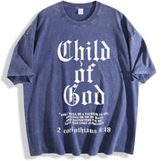 ’Child Of God' vintage washed oversized T-shirt in Blue