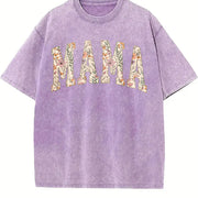 Mama Floral Mama Mothers Day vintage washed oversized T-shirt in Purple