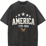 America 1776-2026 Vintage Washed T-Shirt in Black