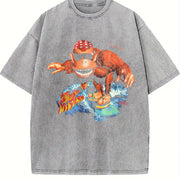 Funky Kong Surf Meme Animal Vintage Washed T-Shirt in Gray