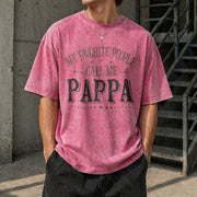 Custom My Favorite People Call Me Papa Vintage Washed T-Shirt in Red