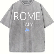 Rome Italy Vespa Pullover Vintage Washed T-Shirt in Gray