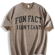 Fun Fact I Don't Care College vintage washed oversized T-shirt in Brown