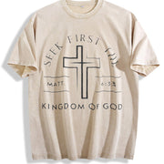 GLEC First Seek the Kingdom of God Vintage Washed T-Shirt in Beige