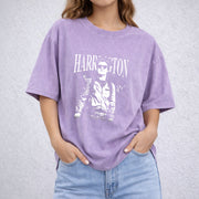 Steve Harrington vintage washed oversized T-shirt in Purple