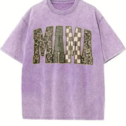 Retro Hunting Camo Mama Deer Hunting Season Duck Camo vintage washed oversized T-shirt in Purple
