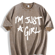 I'm Just Vintage Washed T-Shirt in Brown