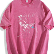 Gojo Satoru Limitless BLue Eyes The Honored One Jujutsu vintage washed oversized T-shirt in Red
