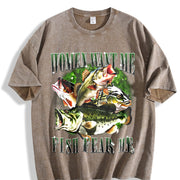 Want Me Fish Fear Me Vintage Washed T-Shirt in Brown