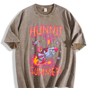 Hunnit Summers Vintage Washed T-Shirt in Brown