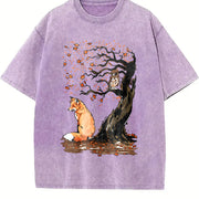 Spring/ Fox Owl Vintage Washed T-Shirt in Purple
