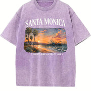 Santa Monica California Vintage Washed T-Shirt in Purple