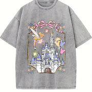 Retro Walt World Magical Castle Trip vintage washed oversized T-shirt in Gray