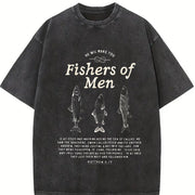 Fishers of Matthew 4:19 Jesus Vintage Washed T-Shirt in Black