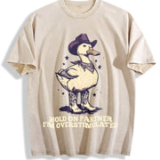 Hold on Partner I’m Overstimulated Unhinged Vintage Washed T-Shirt in Beige