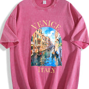 Venice Italy Canals Vintage Washed T-Shirt in Red
