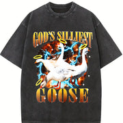 God's Silliest Goose Sarcastic 90s Vintage Washed T-Shirt in Black