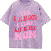 Yes I Know I Look Like My Mom Vintage Washed T-Shirt in Purple