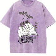 YOU HAD ME AT Dragons Vintage Washed T-Shirt in Purple