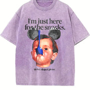 ZestLoop I'm Just Here for the Snacks Vintage Washed T-Shirt in Purple