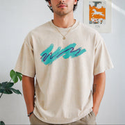 90's Paper Cup Nostalgia Vintage Washed T-Shirt in Beige