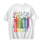 Equal Rights Book Flower Cotton T-Shirt in White