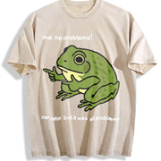 Frog Me No Problemo Narrator: But It Was All Problemo vintage washed oversized T-shirt in Beige