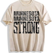 Minnesota Strong Never Forget Minnesota Vintage Washed T-Shirt in Beige