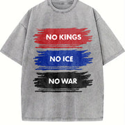 No Kings No Ice Vintage Washed T-Shirt in Gray
