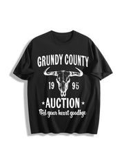Grundy County Auction Inspired Concert Cotton T-Shirt in Black