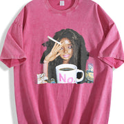 No Mug Woman Meme Vintage Washed T-Shirt in Red