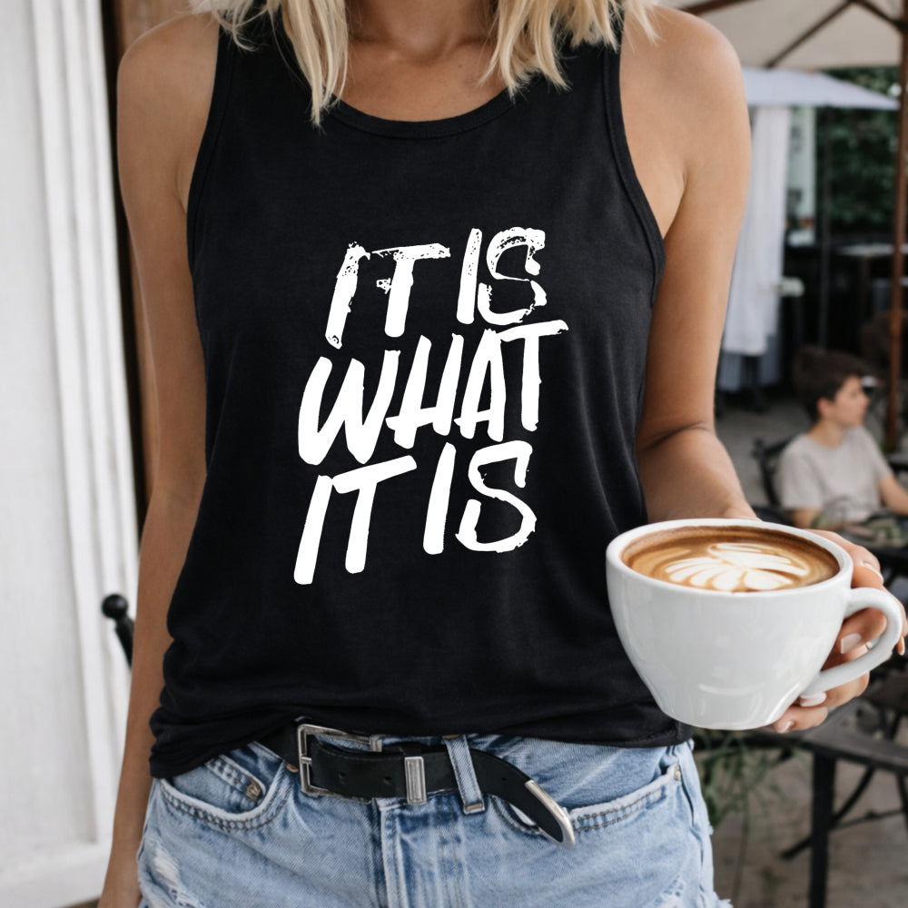 It Is What It Is Women's Color Cotton Tank Top in Black