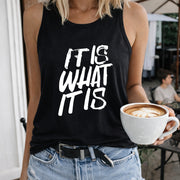 It Is What It Is Women's Color Cotton Tank Top in Black