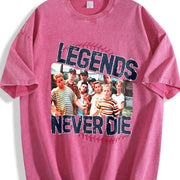 Retro 1990s Sandlot Legends Never Die Vintage Washed T-Shirt in Red
