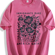 Immigrants Make America Great Anti-ICE and Batik vintage washed oversized T-shirt in Red
