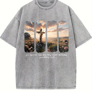 New Morning Mercies Lamentations 3:23 Vintage Washed T-Shirt in Gray
