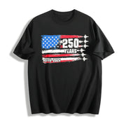 250 Years American Flag (1776-2026) 4th of July 2026 Cotton T-Shirt in Black