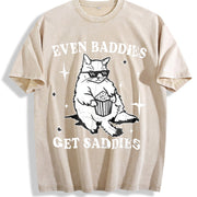 Even Baddies Get Saddies Vintage Washed T-Shirt in Beige