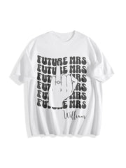 Custome NAME Retro Bachelorette Bride Cotton T-Shirt in White