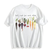 Letter and Various Radish Root 1pc Cotton T-Shirt in White