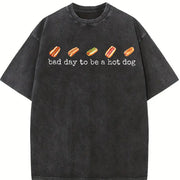 Hot Dog Bad Day to Be a Hotdog Retro Hotdog vintage washed oversized T-shirt in Black