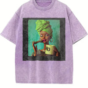 No Coffee Glam Doll Vintage Washed T-Shirt in Purple