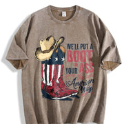 Courtesy of the Red White and Blue In 4th of July vintage washed oversized T-shirt in Brown