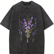 Lavender Retro 90s Vintage Washed T-Shirt in Black
