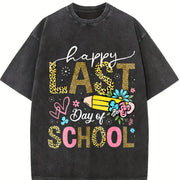 Happy Last Day of School Vintage Washed T-Shirt in Black