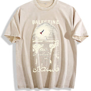 Palestine Freedom – Heavy with Hope & Solidarity Retro vintage washed oversized T-shirt in Beige
