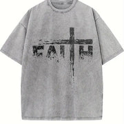 Faith for 1 Pcs Heavy Vintage Washed T-Shirt in Gray