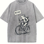 Resist Traveler Frog Vintage Washed T-Shirt in Gray